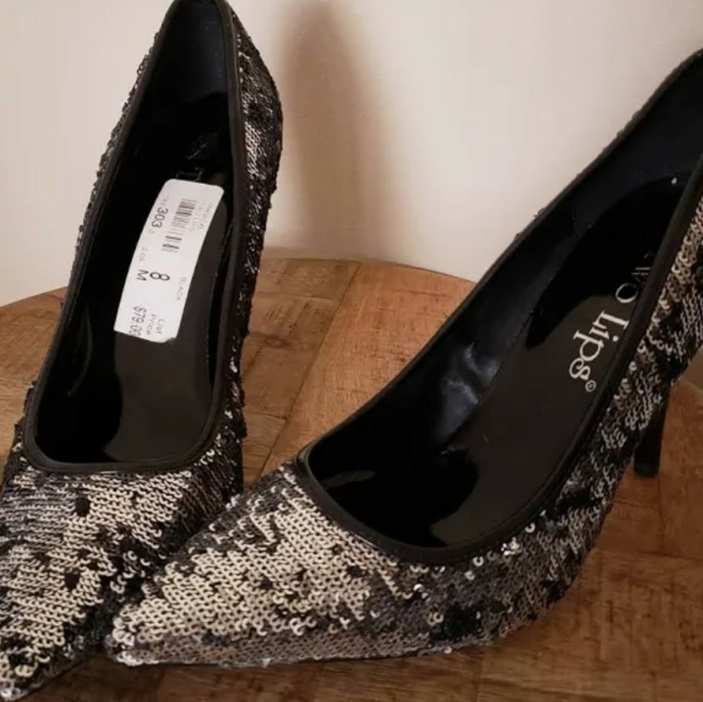 Black Sequin Heels
